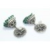 925 sterling silver jhumki earring green Onyx Beads uncut zircon stone 37 Gr